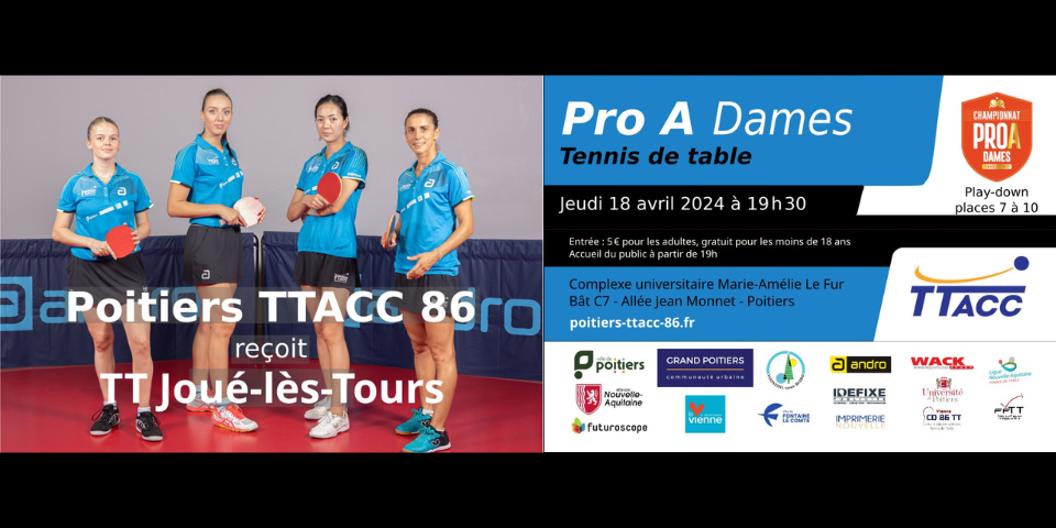  PRO A - Poitiers TTACC 86 reçoit TT Joué-lès-Tours - 18 avril 2024