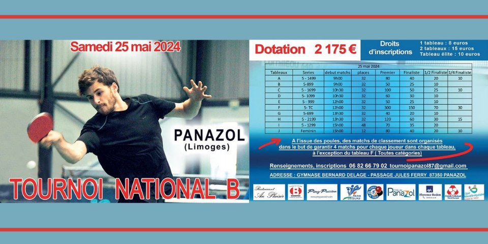 Tournoi National B - 25 mai 2024 - Panazol (87)