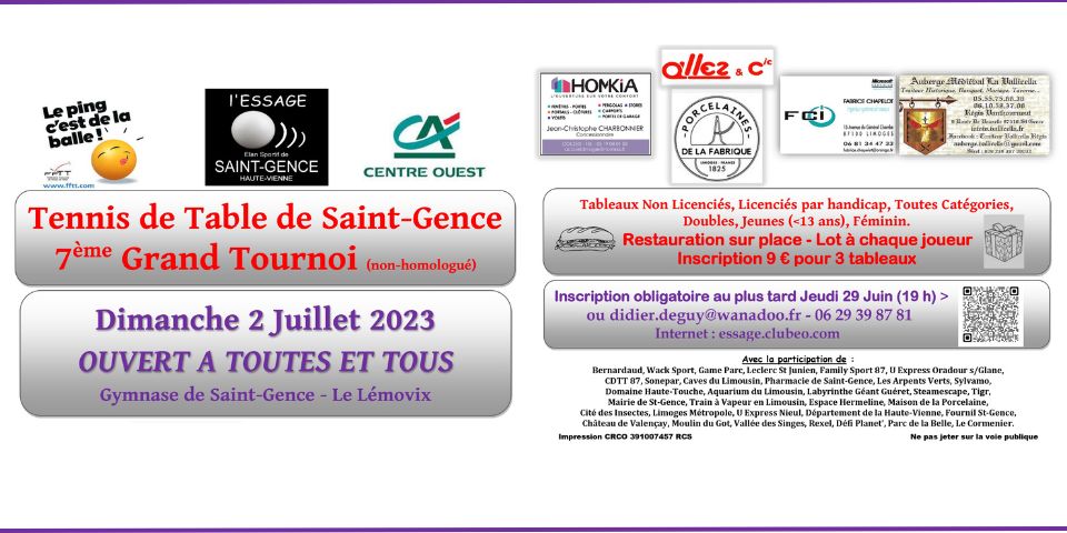 Tournoi Saint Gence - dimanche 2 juillet 2023 - Saint Gence (87)