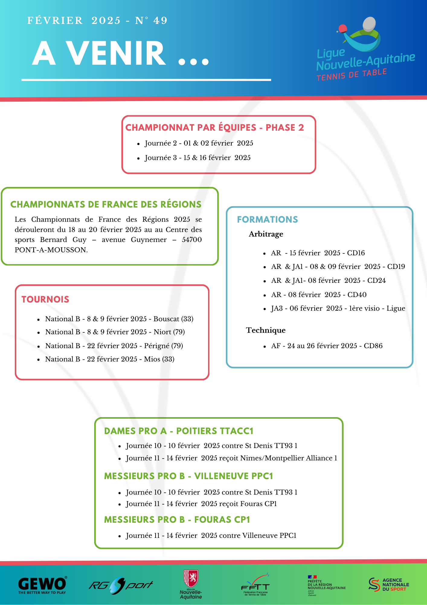 A VENIR LETTRE JANVIER 2025