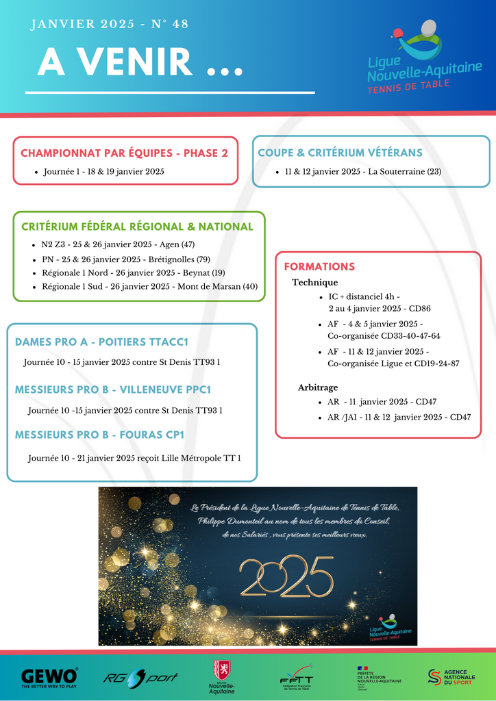 A VENIR LETTRE JANVIER 2025