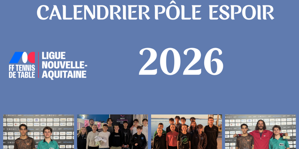 Calendrier Pôle Espoir 2026