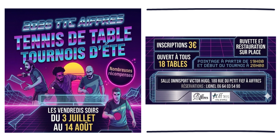 Tournois été 2026 TTC Aiffres
